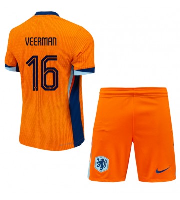Holland Joey Veerman #16 Hjemmebanesæt Børn EM 2024 Kort ærmer (+ korte bukser)